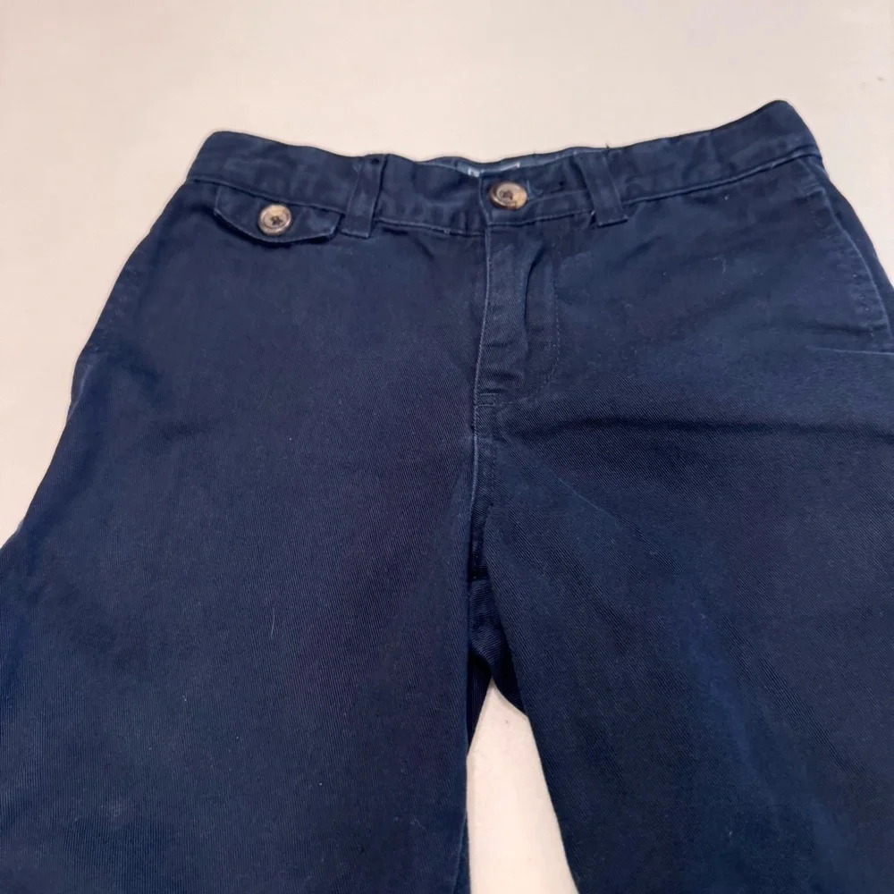 Ralph Lauren Boys 2 Pcs Set Navy Chinos & Blue Button Down Plaid Shirt Size 5